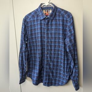 ROBERT GRAHAM Long Sleeve Men Casual Button Down Shirt Size Medium 100% Cotton
